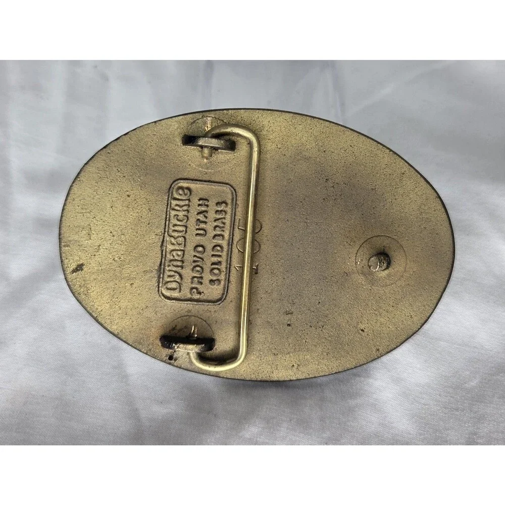 Dynabuckle Buffalo Silhouette Brass Belt Buckle Vintage Rare 1980s USA